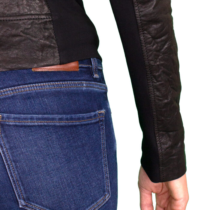 Argyre sleeve detail of the black jacket