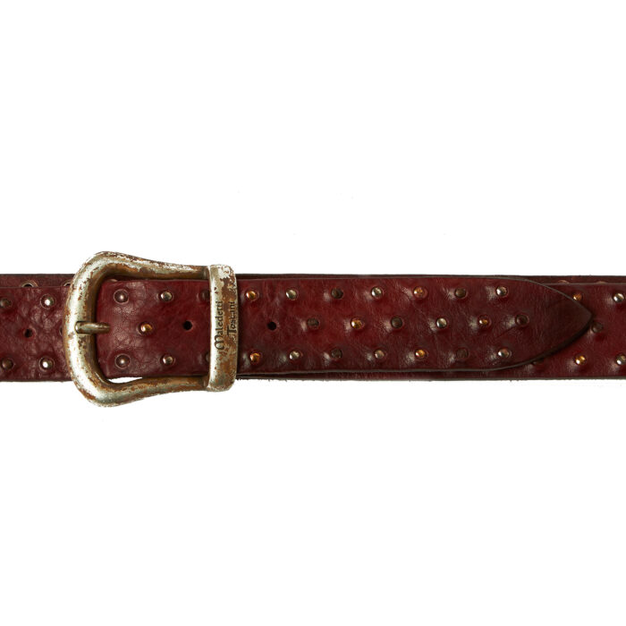 Crater belt with burgundy buckle