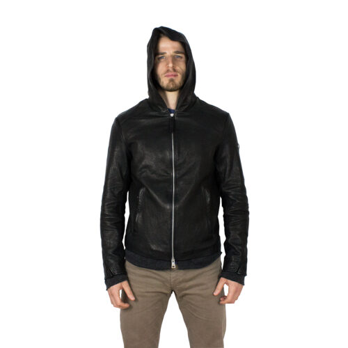Boreum front of the jacket with raised hood