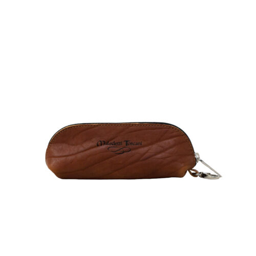 Brown pens and glasses case