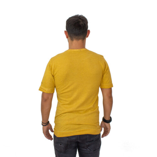 T-Shirt in tree bark and seaweed "Drago Tempus Fugit" in mustard color