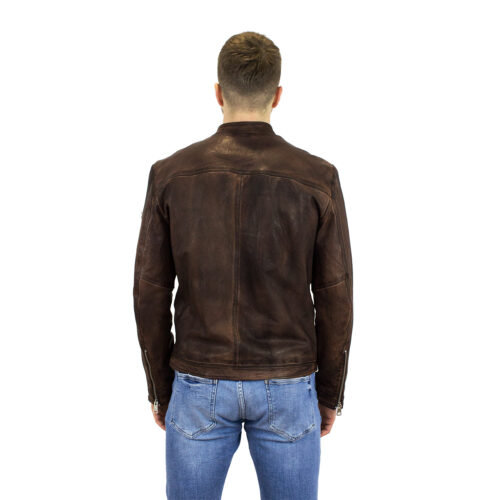 Perseus back of the dark brown-cigar colored jacket