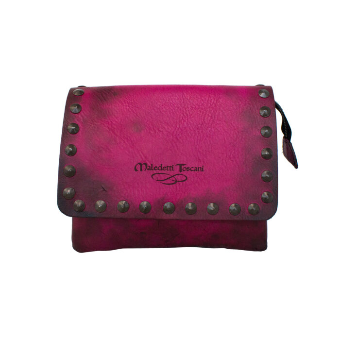 Fulgora Hand-dyed front of the fuchsia-dark brown clutch bag
