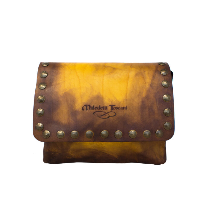 Fulgora Hand-dyed front of the lemon yellow-dark brown clutch bag
