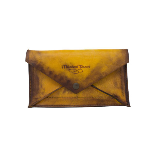 Бумажник Окрашенная вручную строчка на передней части модели в лимонно-желто-темно-коричневом цвете.