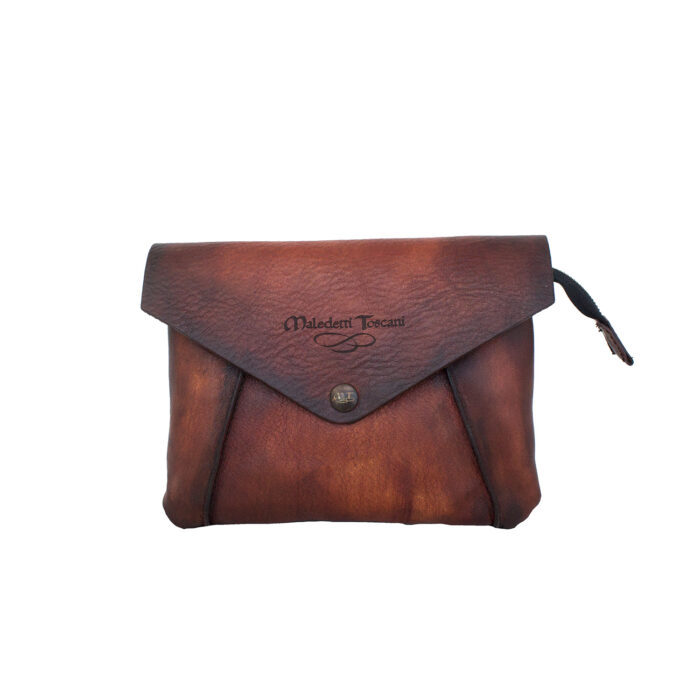 Dodola Hand-dyed front of the sandal brown-dark brown clutch bag