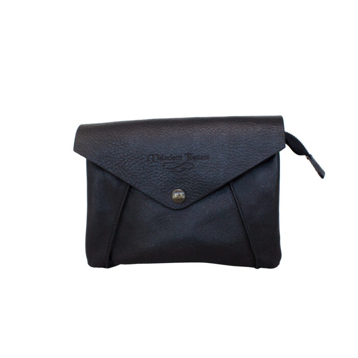 Dodola Hand-dyed front of the black glitter clutch bag