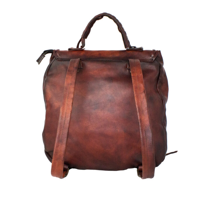 Nubium Hand-dyed back of the backpack in sandal brown-dark brown color