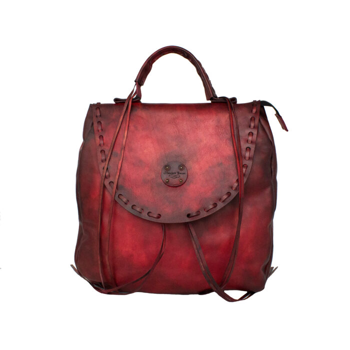 Nubium Hand-dyed front of the red-dark brown backpack