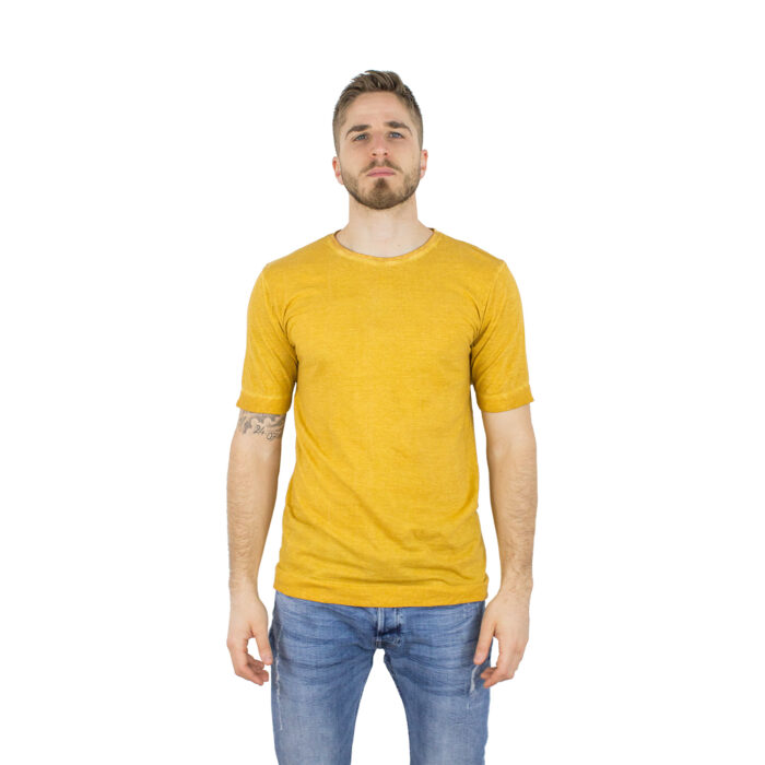 T-Shirt in Corteccia d'albero e Alghe Marine color senape fronte