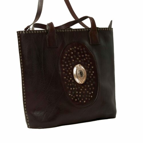 Buckle Bag Oval Buckle Große linke Seite der Tasche in dunkelbrauner Farbe