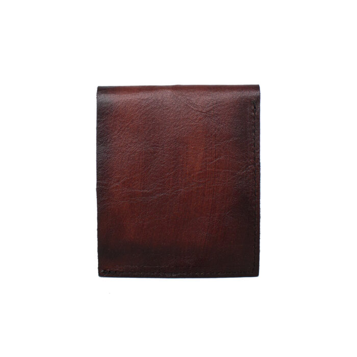 Quadratische Brieftasche mit Banknoten- und Münzkarten, Vorderseite in sandalbraun-dunkelbrauner Farbe