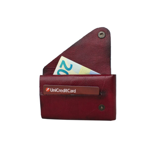Complete wallet without seams open in red-dark brown color