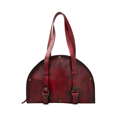 Nectaris Hand-dyed front of the bag in red-dark brown color